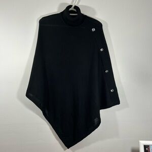 Colleen Lopez Black Button-Accent Poncho